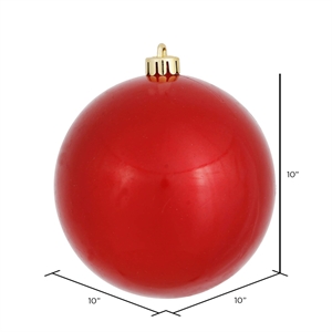 Pemberly Row 10&quot Contemporary Plastic Ball Ornament in Candy Red