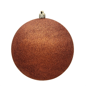 Pemberly Row 8&quot Contemporary Plastic Ball Ornament in Glitter Copper