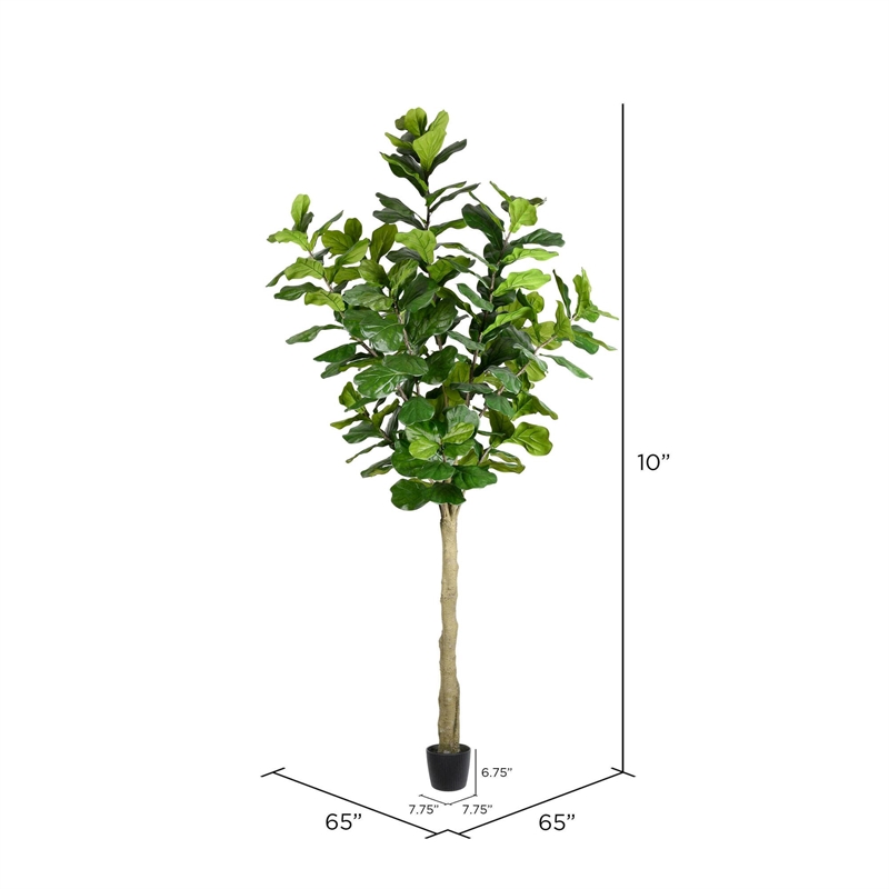 Pemberly Row Contemporary 10' Artificial Green Potted Fiddle Tree