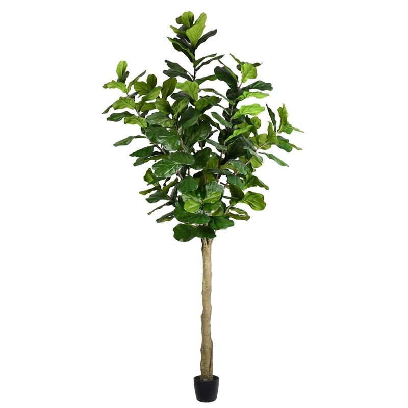 Pemberly Row Contemporary 10' Artificial Green Potted Fiddle Tree