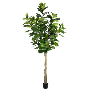Pemberly Row Contemporary 10' Artificial Green Potted Fiddle Tree