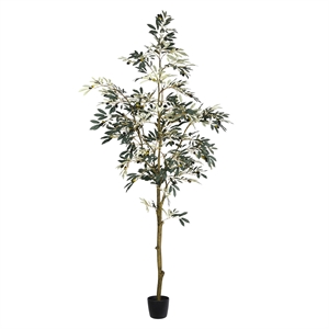 Pemberly Row Contemporary 7' Artificial Green Olive Tree in Pot