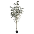 Pemberly Row Contemporary 8' Artificial Green Olive Tree in Pot