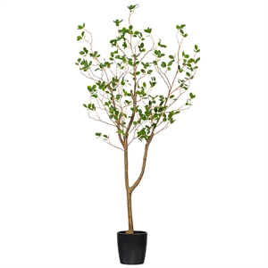 Pemberly Row Contemporary 48&quot Artificial Green Potted Milan Leaf Tree