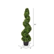 Pemberly Row 3' Plastic Artificial Potted Boxwood Spiral Tree in Green