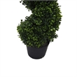Pemberly Row 3' Plastic Artificial Potted Boxwood Spiral Tree in Green