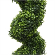 Pemberly Row 5' Plastic Artificial Potted Boxwood Spiral Tree in Green