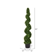 Pemberly Row 5' Plastic Artificial Potted Boxwood Spiral Tree in Green