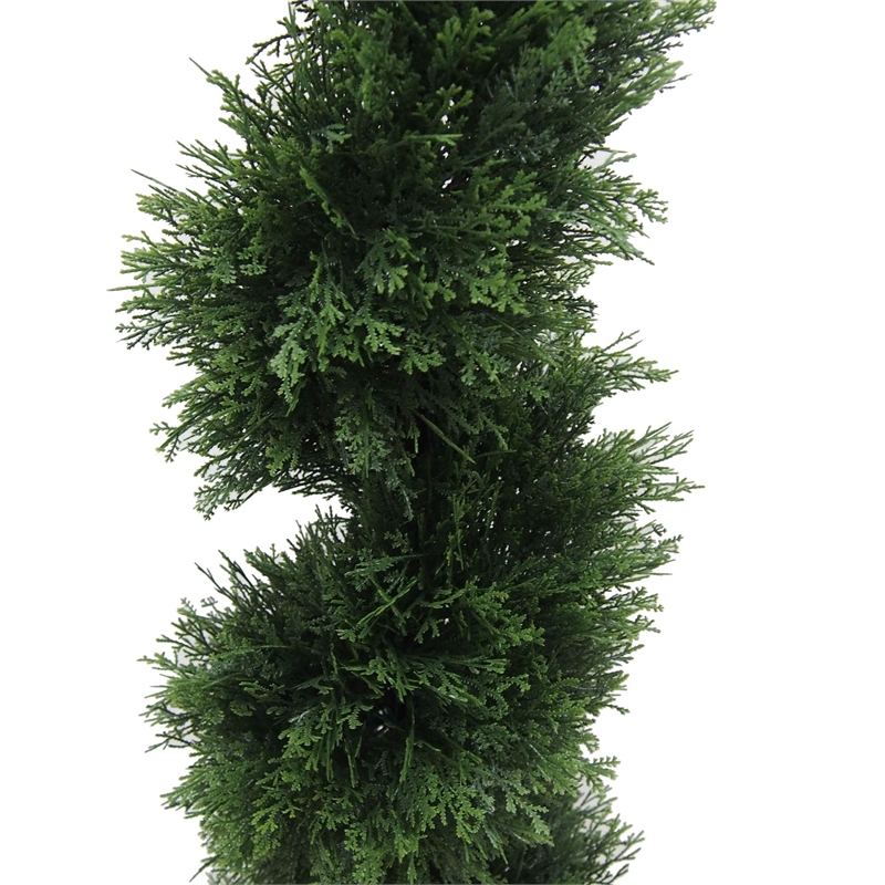 Pemberly Row 3' Plastic Artificial Potted Cedar Spiral Tree in Green