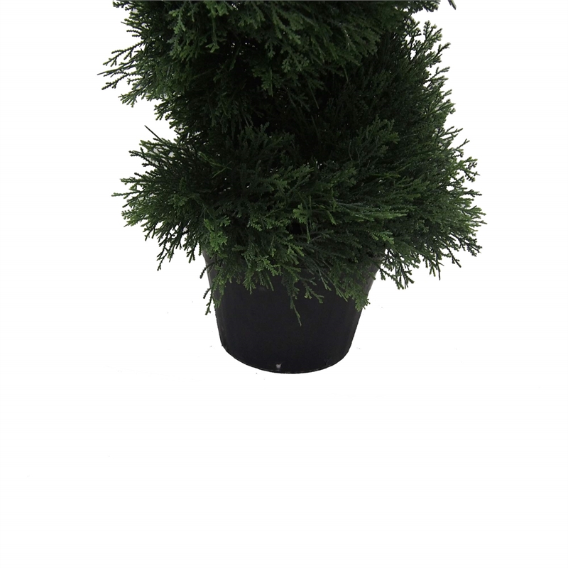 Pemberly Row 3' Plastic Artificial Potted Cedar Spiral Tree in Green