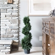 Pemberly Row 3' Plastic Artificial Potted Cedar Spiral Tree in Green