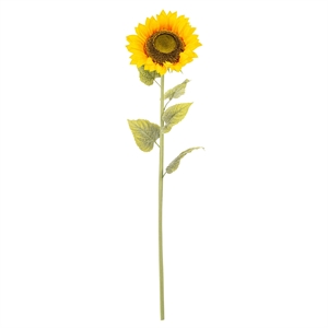 Pemberly Row 56&quot Contemporary Plastic Artificial Sunflower Stem in Yellow