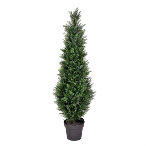 Pemberly Row 4' Contemporary Plastic Artificial Potted Cedar Tree in Green