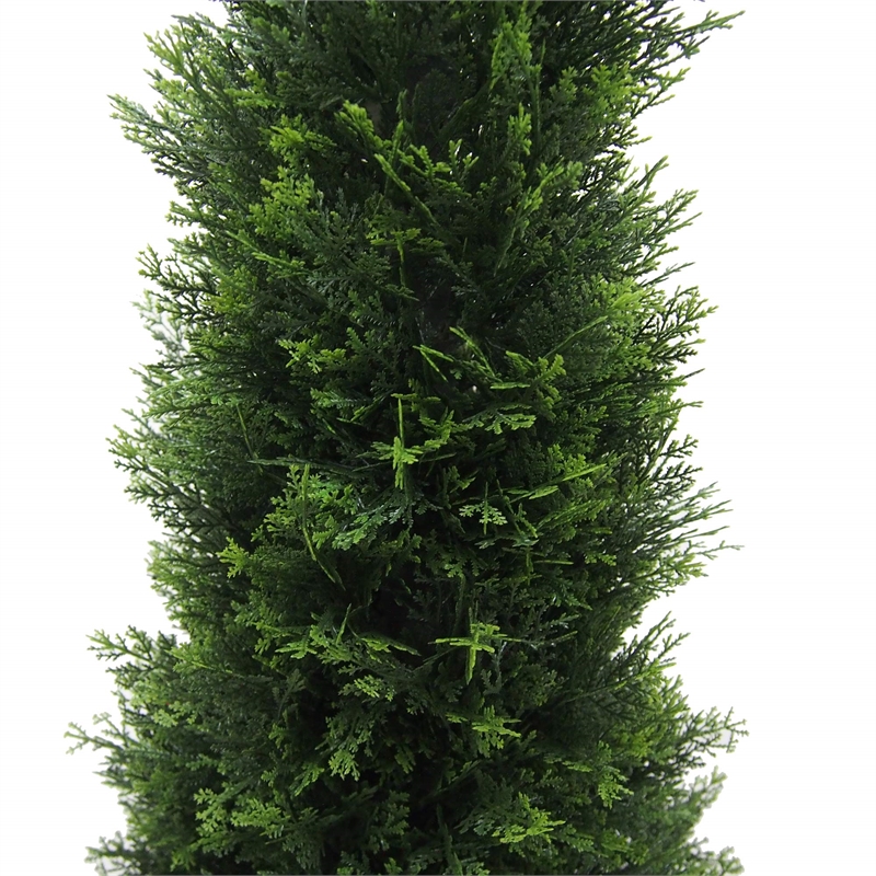 Pemberly Row 4' Contemporary Plastic Artificial Potted Cedar Tree in Green
