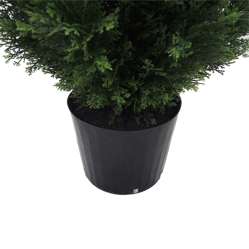 Pemberly Row 4' Contemporary Plastic Artificial Potted Cedar Tree in Green