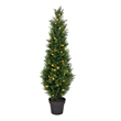 Pemberly Row 4' Contemporary Plastic Artificial Potted Cedar Tree w/ LED - Green