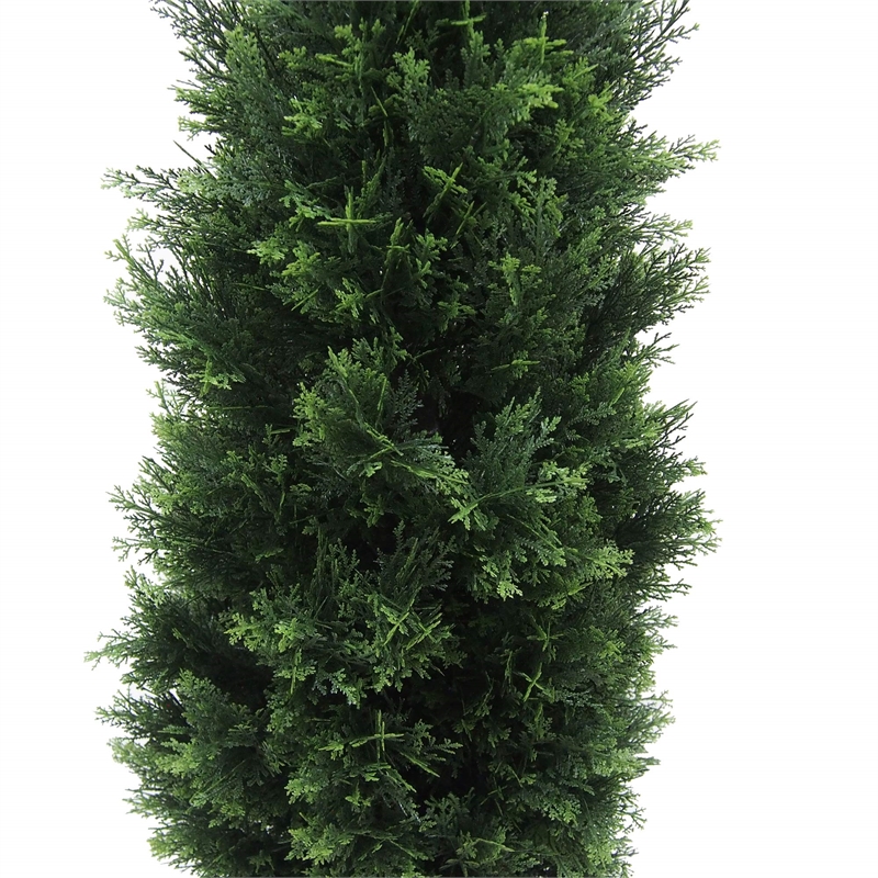 Pemberly Row 6' Contemporary Plastic Artificial Potted Cedar Tree in Green