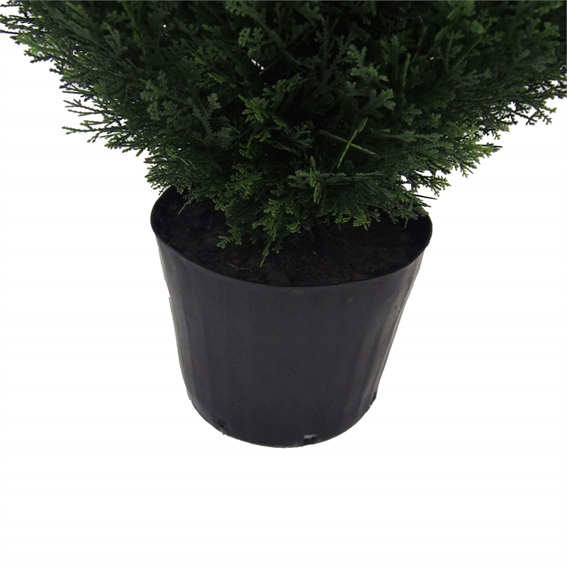Pemberly Row 6' Contemporary Plastic Artificial Potted Cedar Tree in Green