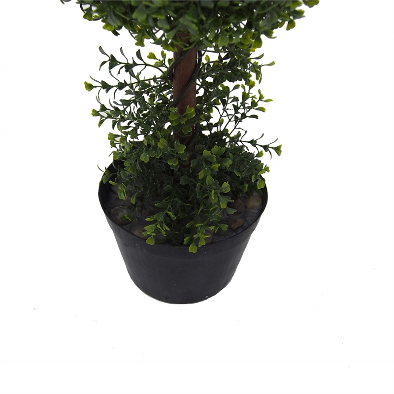 Pemberly Row 3' Plastic Artificial Double Ball Boxwood Topiary in Green