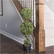 Pemberly Row 3' Plastic Artificial Double Ball Boxwood Topiary in Green