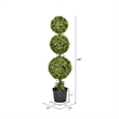 Pemberly Row 4' Plastic Artificial Triple Ball Boxwood Topiary in Green