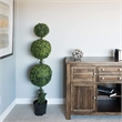 Pemberly Row 4' Plastic Artificial Triple Ball Boxwood Topiary in Green
