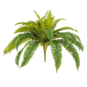 Pemberly Row 19&quot Contemporary Plastic Artificial Boston Fern Bush in Green