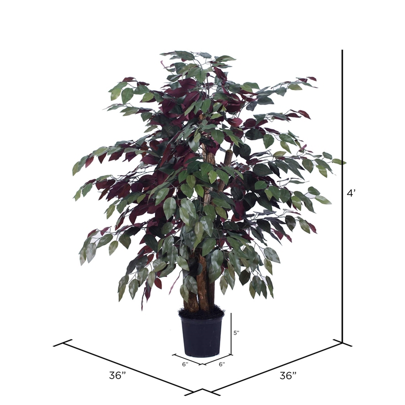 Pemberly Row 4' Artificial Capensia Extra Full Bush with Basket in Green/Red