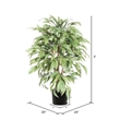 Pemberly Row 4' Artificial Mango Extra Full Bush with Black Pot in Green