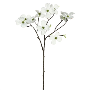 Pemberly Row 28&quot Plastic Artificial Dogwood Stem in White (Set of 3)