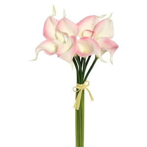 Pemberly Row 14'' Contemporary Fabric Artificial Calla Lily Bundle in Pink