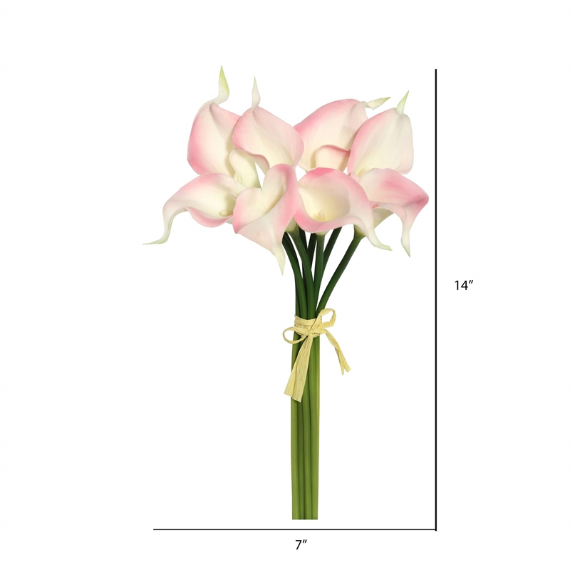 Pemberly Row 14'' Contemporary Fabric Artificial Calla Lily Bundle in Pink