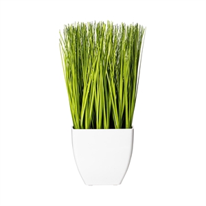 Pemberly Row 11.5&quot Contemporary Plastic Artificial Potted Grass in Green