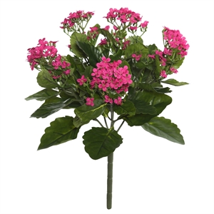 Pemberly Row 17.25&quot Contemporary Fabric Artificial Kalanchoe Bush in Hot Pink