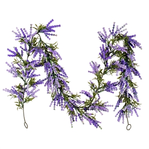 Pemberly Row Contemporary 72&quot Purple Artificial Plastic Lavender Garland