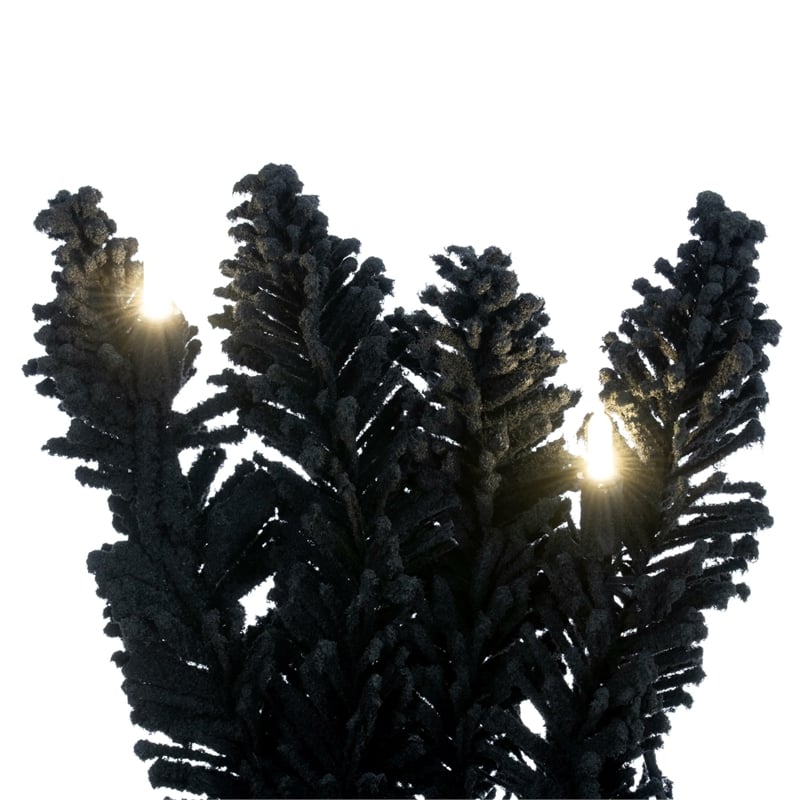 Pemberly Row 9' Flocked Black Fir Artificial Garland - Warm White LED Lights