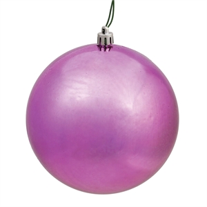 Pemberly Row 6&quot Plastic Ball Ornaments in Shiny Mauve Purple (Set of 4)