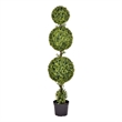 Pemberly Row 5' Plastic Artificial Triple Ball Boxwood Topiary in Green
