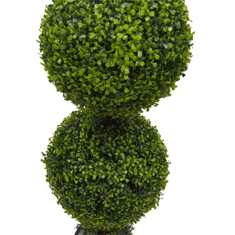 Pemberly Row 5' Plastic Artificial Triple Ball Boxwood Topiary in Green
