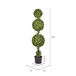 Pemberly Row 5' Plastic Artificial Triple Ball Boxwood Topiary in Green