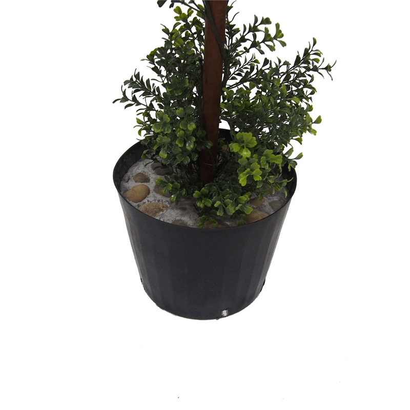 Pemberly Row 5' Plastic Artificial Triple Ball Boxwood Topiary in Green