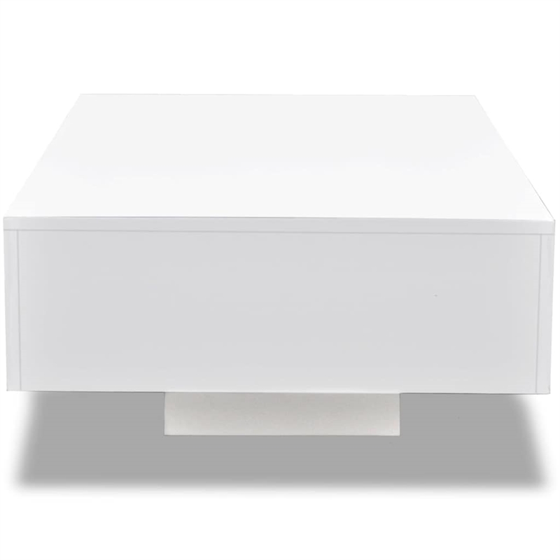 Pemberly Row Modern Rectangular Coffee Table in High Gloss White