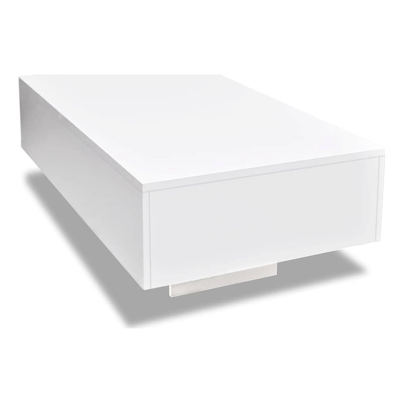 Pemberly Row Modern Rectangular Coffee Table in High Gloss White