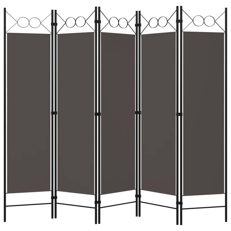 Pemberly Row Contemporary 5-Panel Room Divider in Anthracite