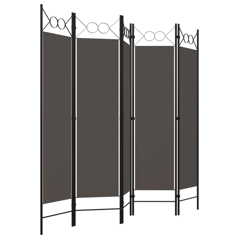 Pemberly Row Contemporary 5-Panel Room Divider in Anthracite