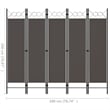 Pemberly Row Contemporary 5-Panel Room Divider in Anthracite