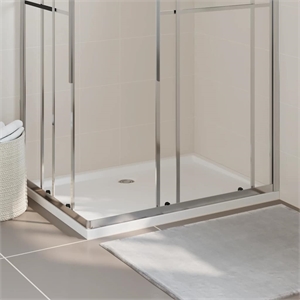 Pemberly Row 31.5&quotX43.3&quot Rectangular Abs Shower Base Tray in White