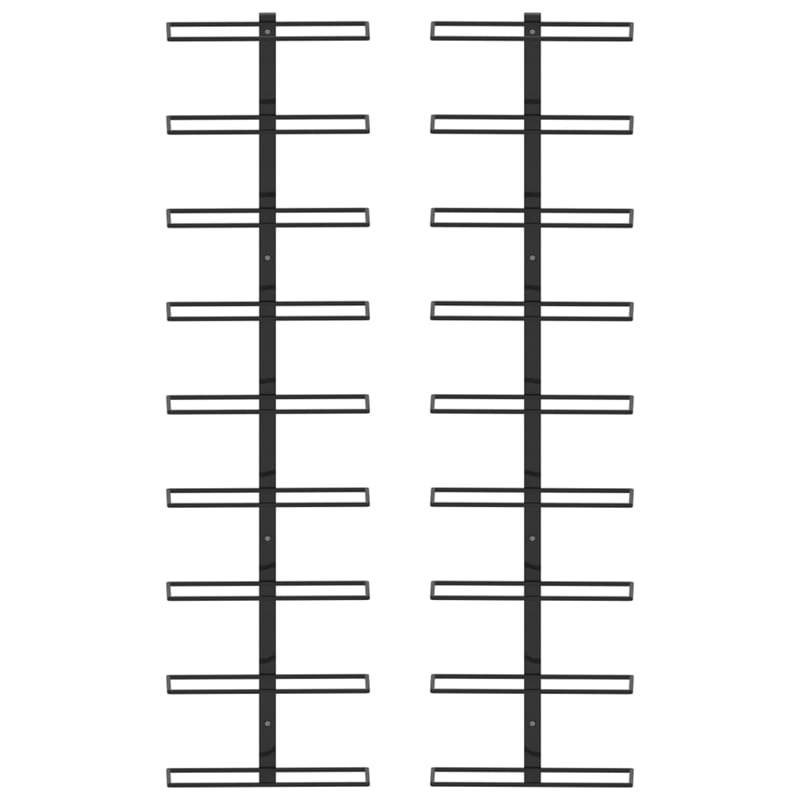 Pemberly Row 2 Piece 18 Bottles Iron Wall-Mounted Wine Racks in Black