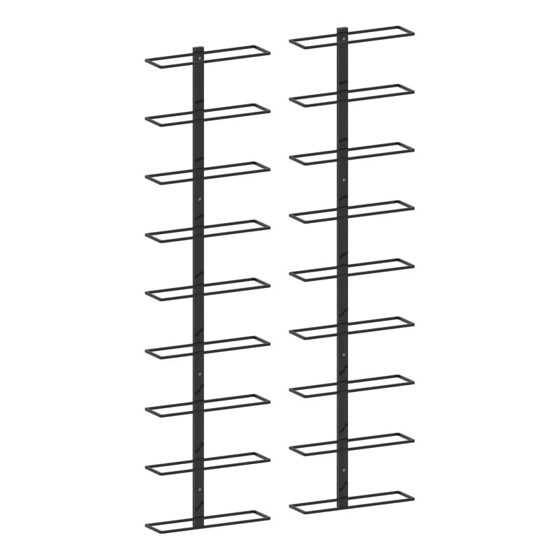 Pemberly Row 2 Piece 18 Bottles Iron Wall-Mounted Wine Racks in Black