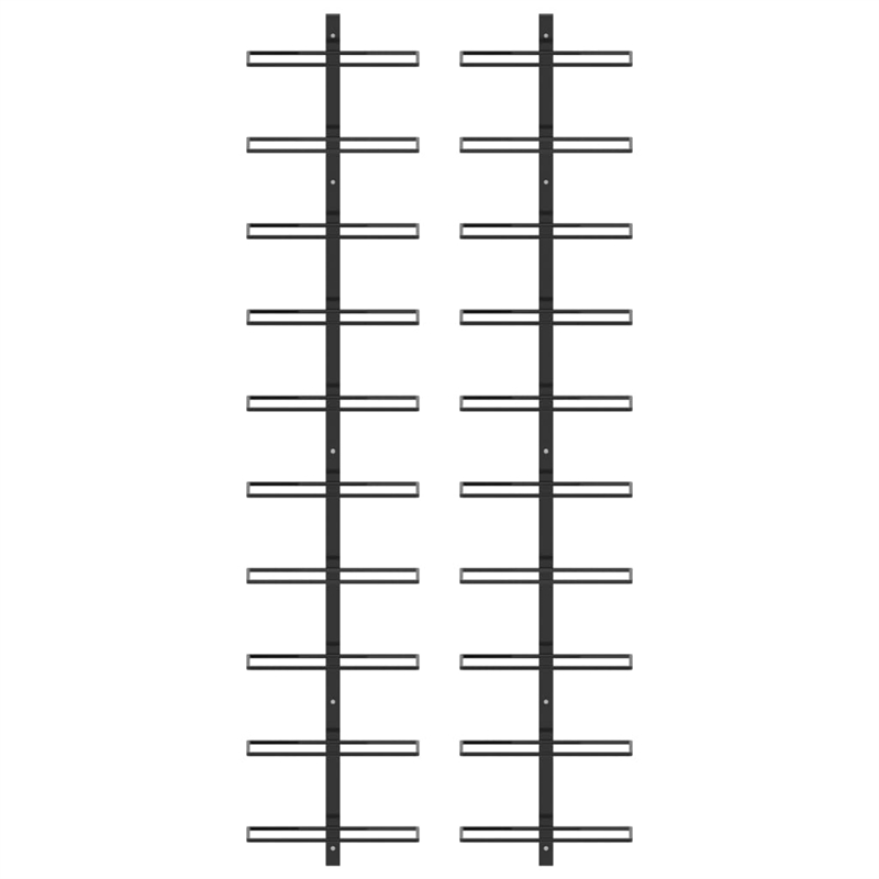 Pemberly Row 2 Pc 20 Bottles Metal Wall-Mounted Wine Racks in Black